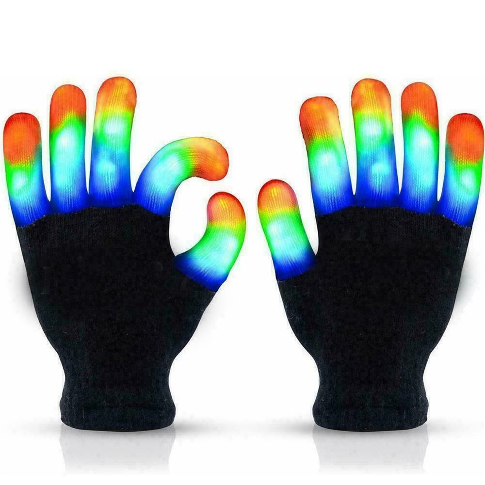 JUNE 1 Pair Adult LED Gloves Boys Girls Kids Toys Light Up Mittens Party Gloves Christmas Fashion Funny Halloween Trick Gift