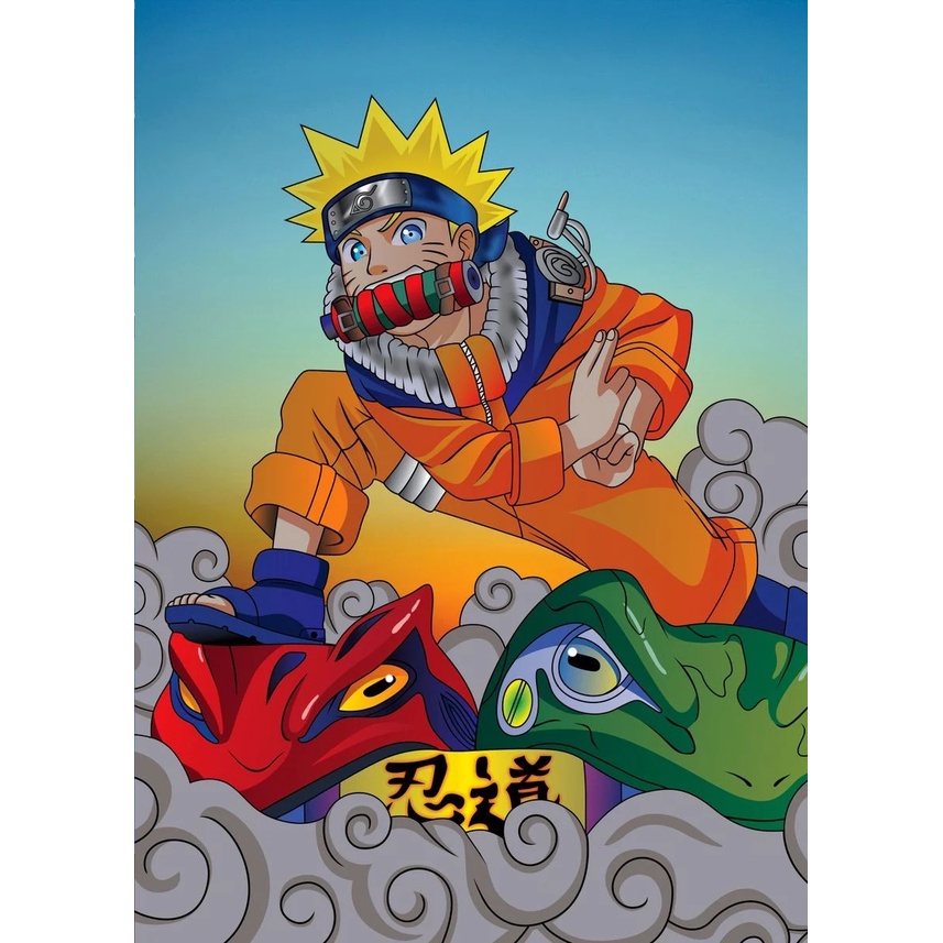 Bộ Dụng Cụ Tô Màu Tranh Sơn Dầu Theo Số Họa Tiết Anime Naruto Sasuke DIY Dùng Trang Trí Nhà Cửa