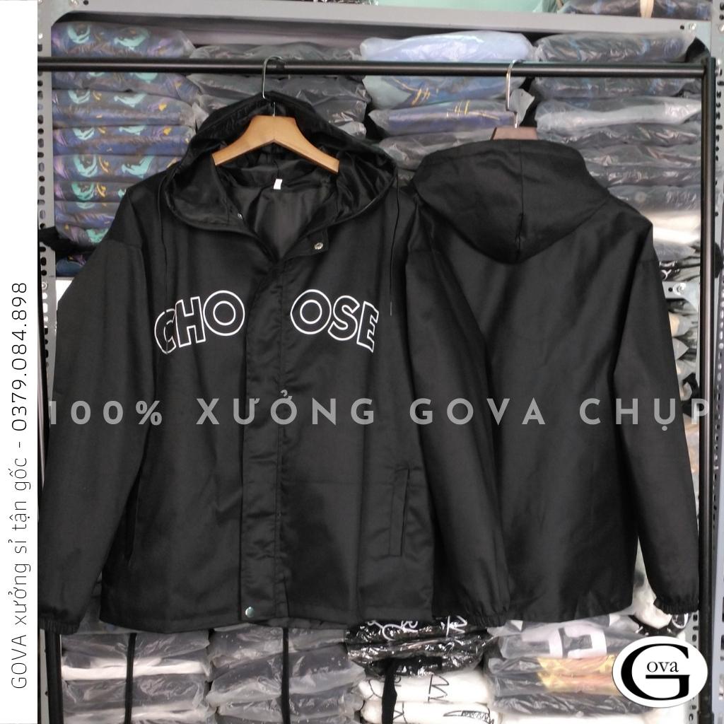 Áo Khoác Kaki CHOOSE Nam Nữ Ulzzang Unisex 2 Lớp Form Rộng Thể Thao Có Nón Trùm GOVA