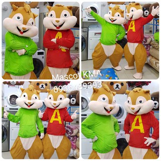 Quần áo hoá trang Mascot Sóc đỏ, xanh lá - sinh nhật, sự kiện