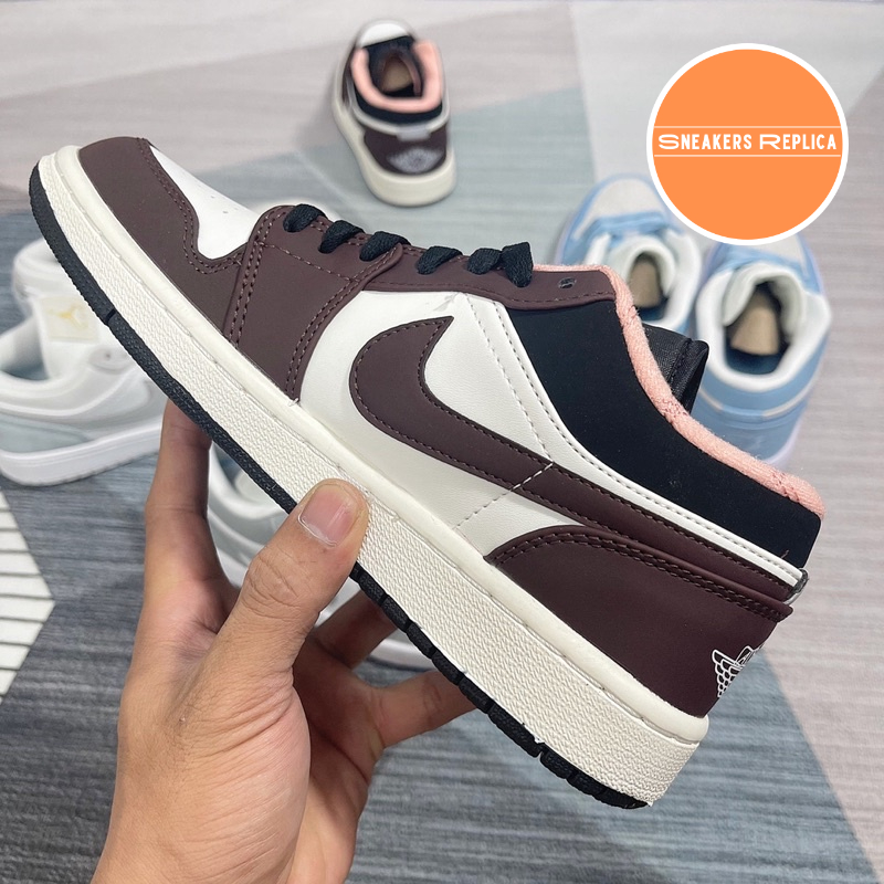 Giày sneaker Jordan 1 Low, Giày thể thao nam nữ JD1 Low Mocha Brown - Fullbox kèm dây phụ