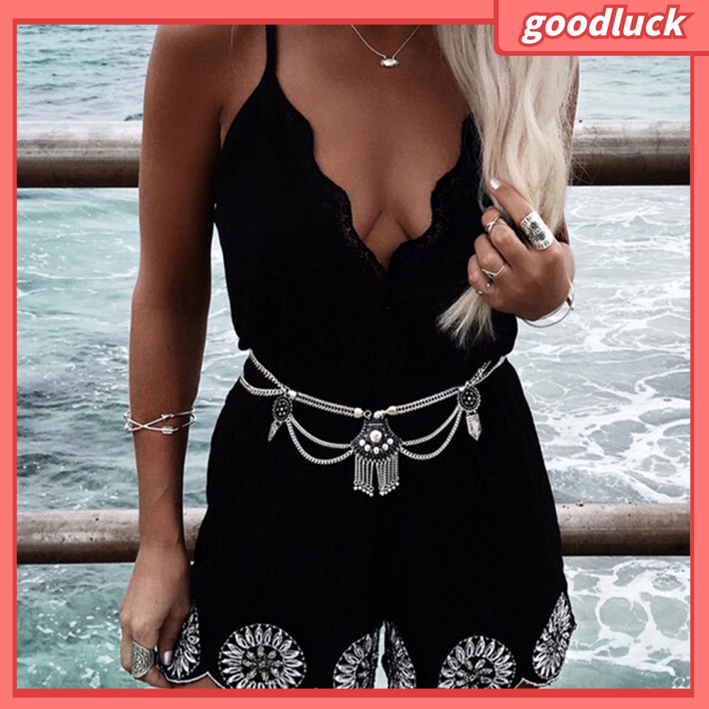 Dây Chuyền Cơ Thể Đính Hoa Tua Rua Phong Cách Bohemian