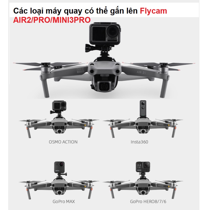 Bộ dây và đế gắn máy quay Gopro / Osmo cho Flycam DJI Mavic AIR2/PRO/MINI3PRO - Phụ kiện Flycam