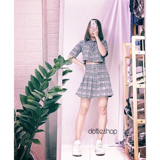 Set váy Ulzzang carô hồng