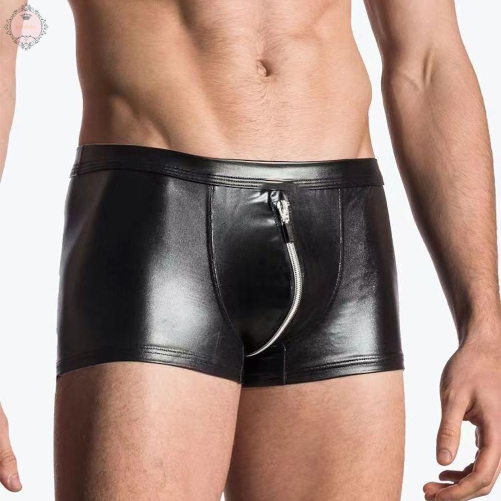 Men Boxer Briefs Boxers For Men Faux Leather Low Rise Underwear Men\'s Panties