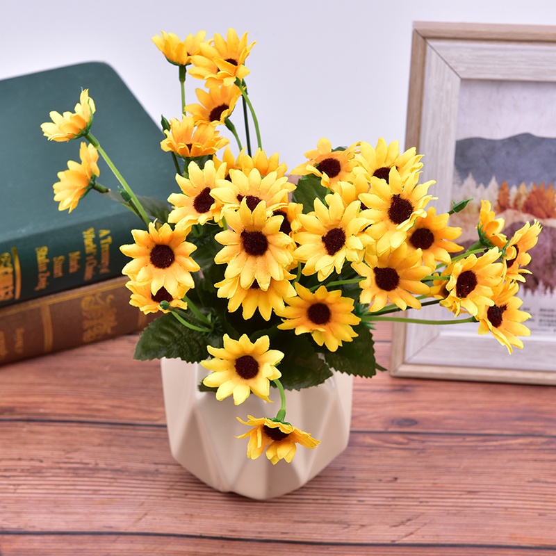 {FCC} 1PC 1Bunch 22 Heads Sunflower Silk Artificial Flower Bouquet For Home Decoration{yancrane3.vn}