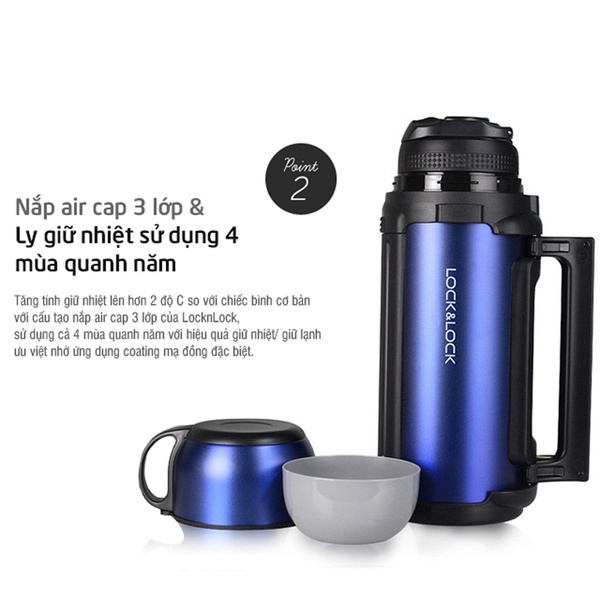 Bình Giữ Nhiệt Lock&amp;Lock New Giant Hot Tank LHC1427 (1.8l) - HÀNG CHÍNH HÃNG