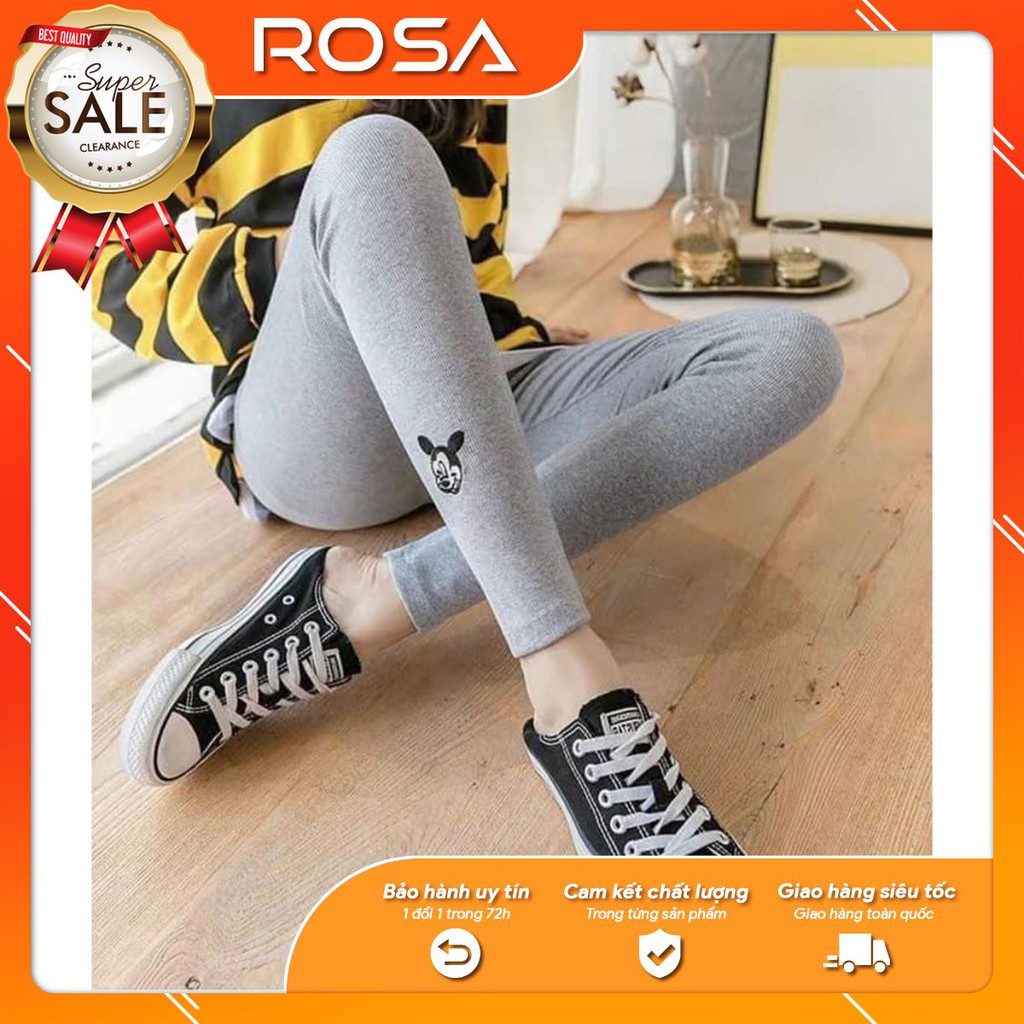 Quần Legging Len Tăm Thêu Hình Siêu Hot Thu Đông 2020 ROSA