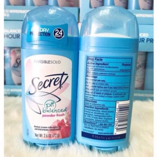 LĂN KHỬ MÙI DẠNG SÁP DÀNH CHO NỮ SECRET PH BALANCED  FRESH 24H Mỹ 73g