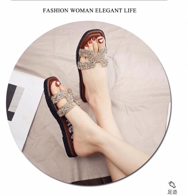 Dép đá HM sẵn sz 37 Đen