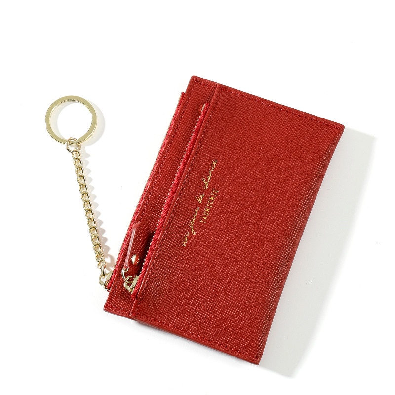 Ví đựng thẻ mini PIERRE LOUES có dây kéo và móc khóa dành cho nữ