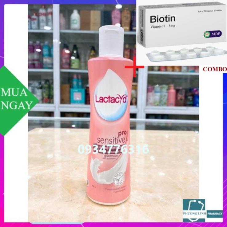 Combo Biotin 5mg+ LACTACYD VỆ SINH PHỤ NỮ