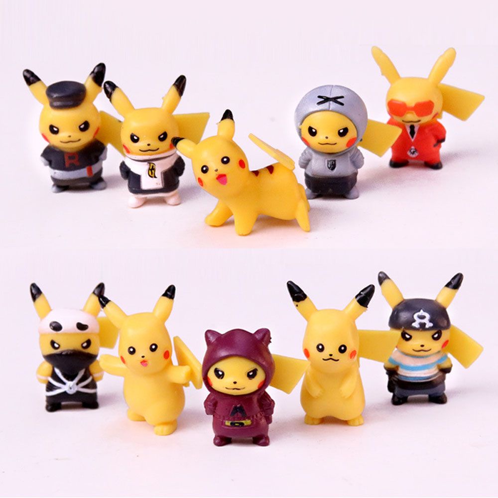 Set 10 mô hình Pikachu mini bằng PVC dễ thương trưng bày trang trí