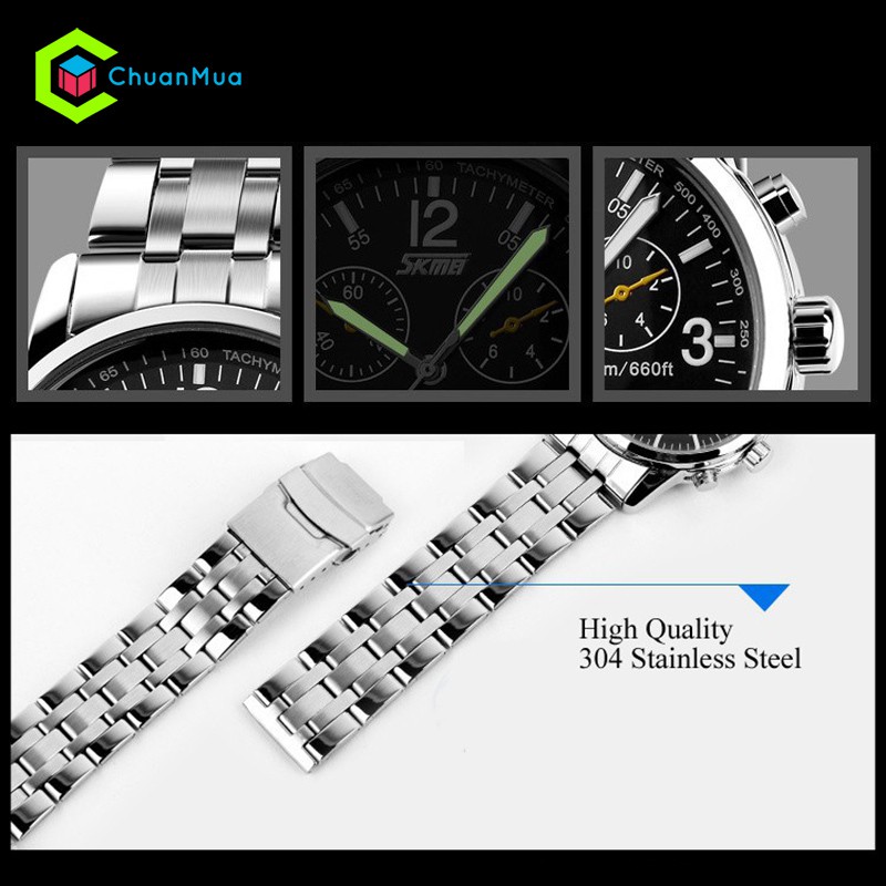 Đồng hồ Nam SKMEI 9070 ba số dây sắt DHA060 | BigBuy360 - bigbuy360.vn