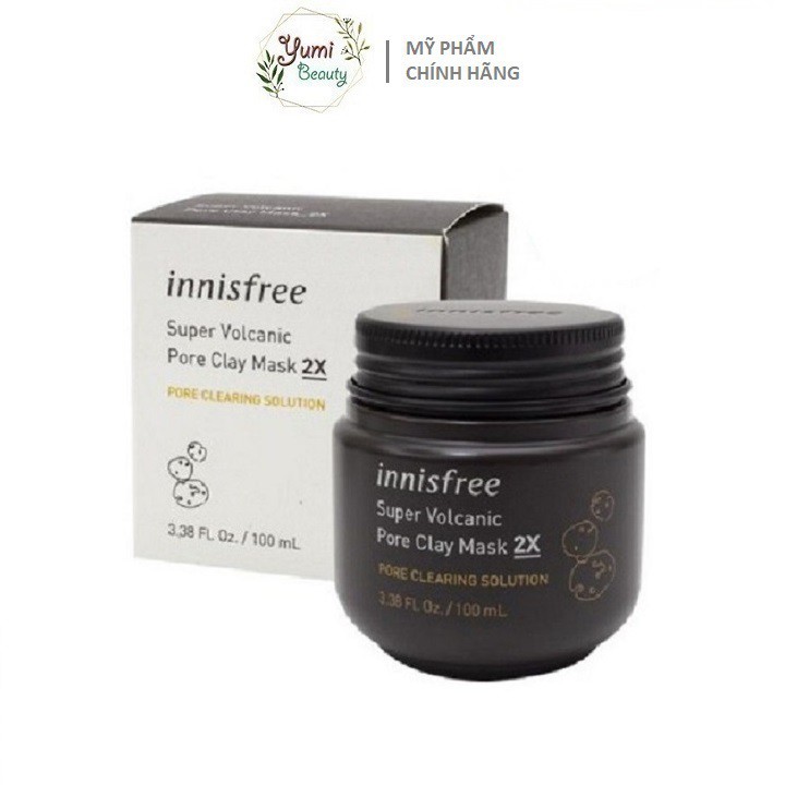 Mặt nạ đất sét Innisfree Super Volcanic Pore Clay Mask 2X 100ml làm sạch bã nhờn và giảm mụn đầu đen