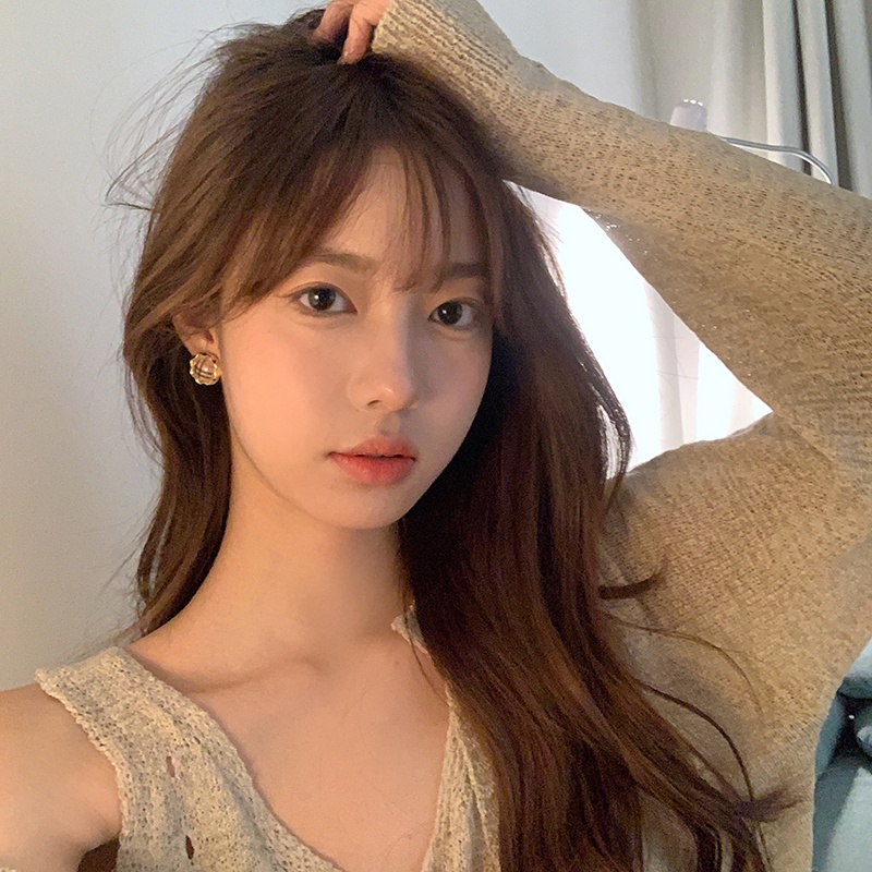 Bông Tai Tròn Họa Tiết Caro Dễ Thương Ngọt Ngào Phong Cách Hàn Quốc