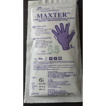 Combo 6 đôi găng tay vô khuẩn phẫu thuật Maxter size 6.5