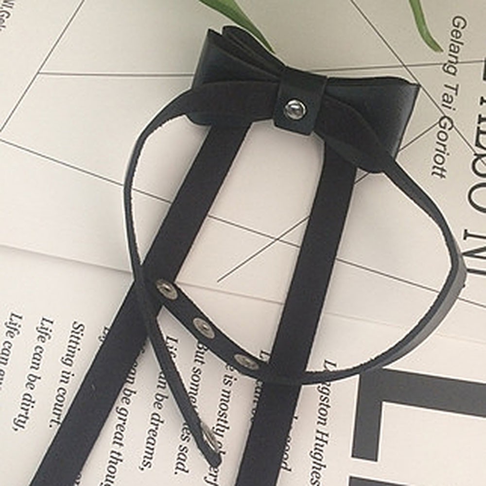 Vòng cổ da thắt nơ phong cách Punk