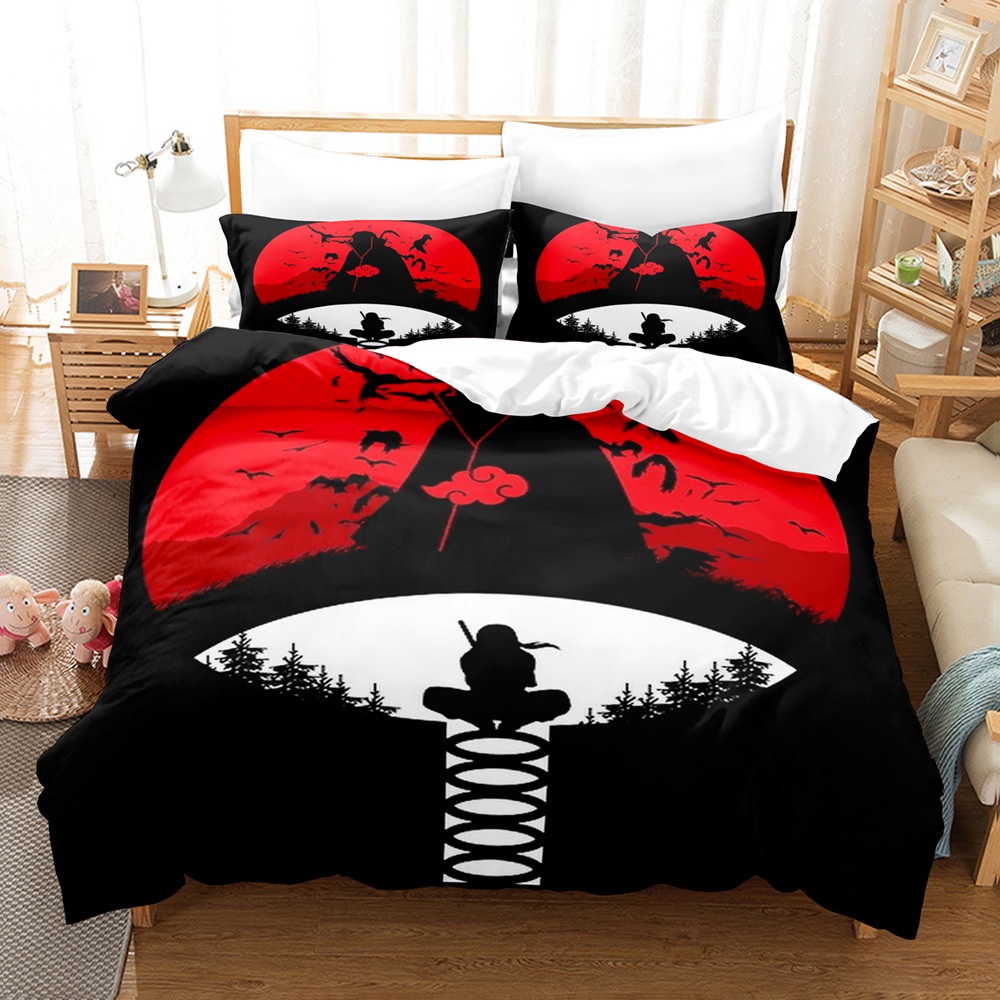 Fash Bộ Chăn Ga Và Vỏ Gối In Hình Anime Naruto Akatsuki Uchiha Itachi Hai Kích Thước Đơn / Đôi