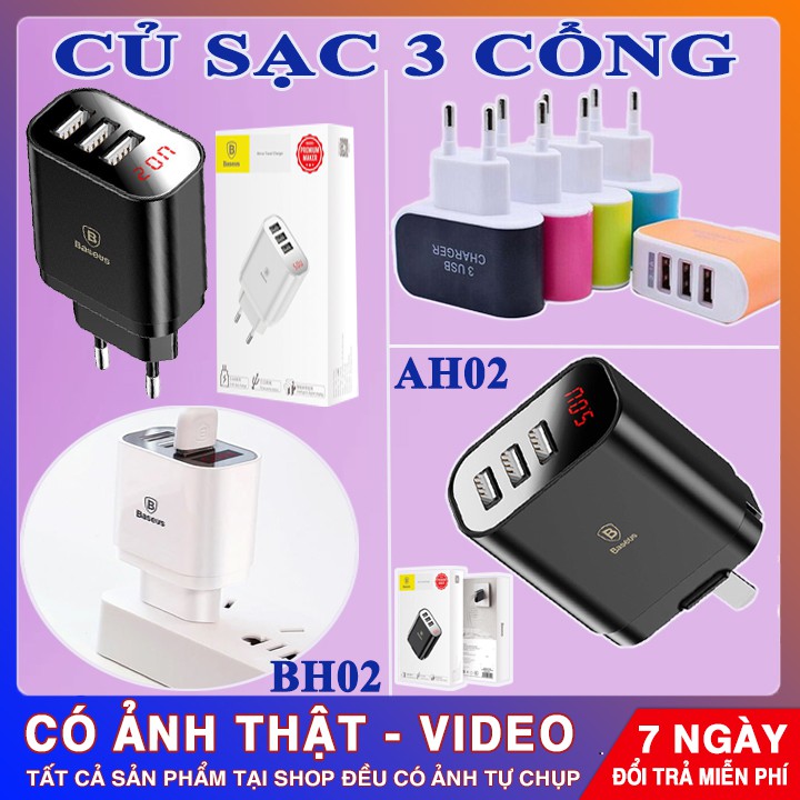 3 MẪU CỦ SẠC NHANH 3 CỔNG CAO CẤP CHỌN LỌC | Sac Siêu Nhanh Out-Put 3,4A | 100% Giao Hàng Chuẩn - 35000