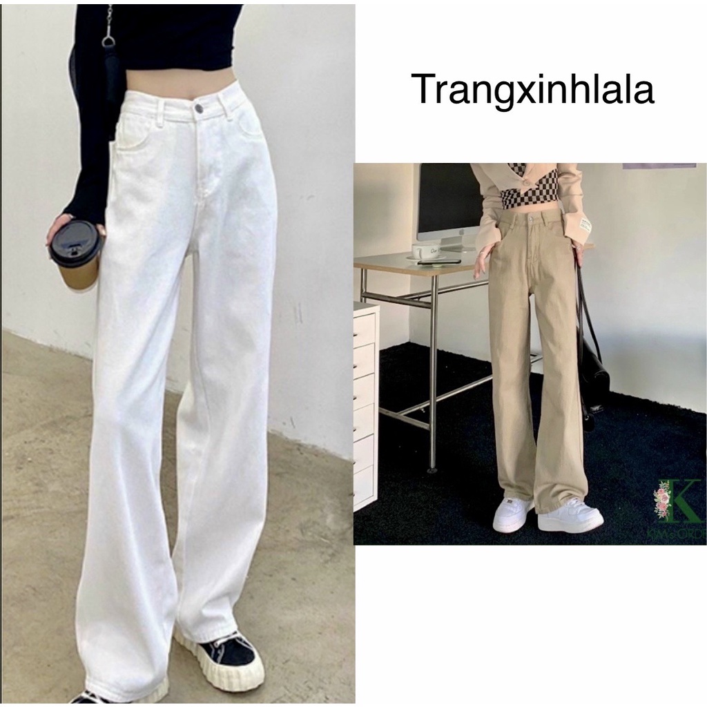 Quần Jean Nữ Ống Rộng - Quần Bò Nữ Ống Rộng Gài Eo Nữ Màu Trắng Kem, Nâu Sữa  Ulzzang Unisex mặc lên cực tôn dáng | BigBuy360 - bigbuy360.vn