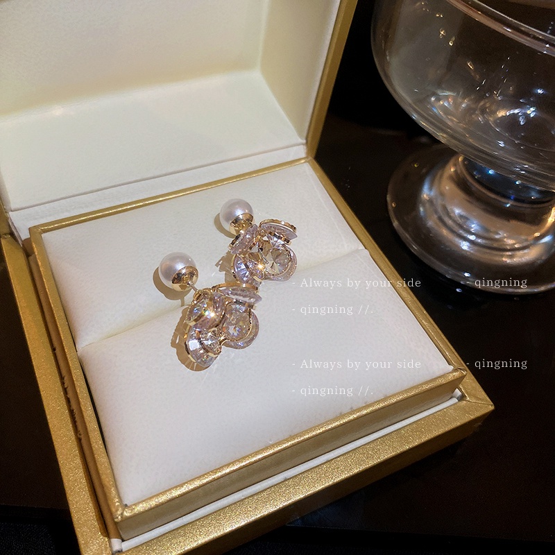 DREJEW Khuyên tai kim bạc hình lá cầu lông thiết kế thời trang Hàn Quốc