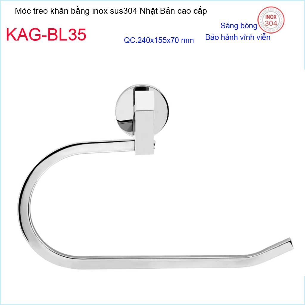 Vòng treo khăn , Phụ kiện phòng tắm cao cấp Kace, móc khăn inox 304 Nhật Bản KAG-BL35