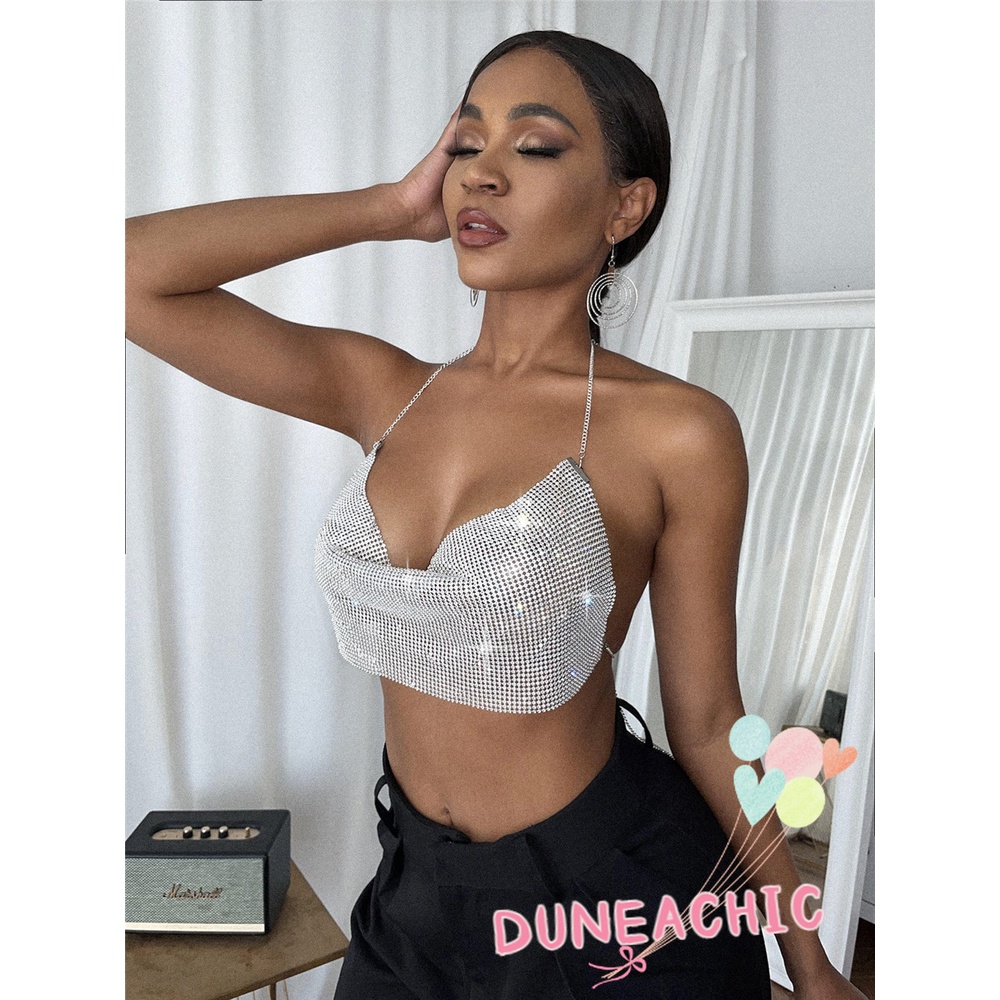 DUNEA Khăn Quấn Hở Lưng Bằng Kim Loại Quyến Rũ Cho Nữ