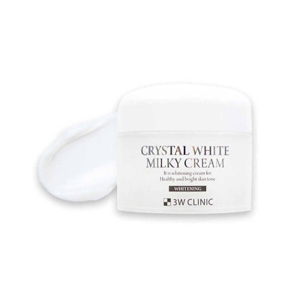 Kem Dưỡng Trắng nâng tone và ngừa lão hóa 3W Clinic Crystal White Milky Cream 50g - Hàn Quốc Chính Hãng