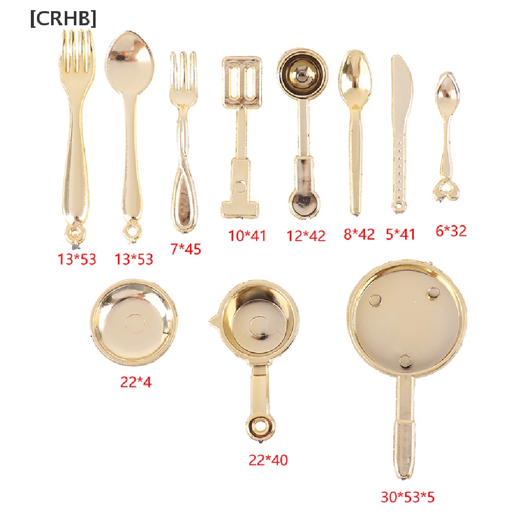[CRHB] 1Set 1:12 Dollhouse Mini Pot Shovel Fork Spoon Tableware Kitchen Cookware Decor Hot Sell