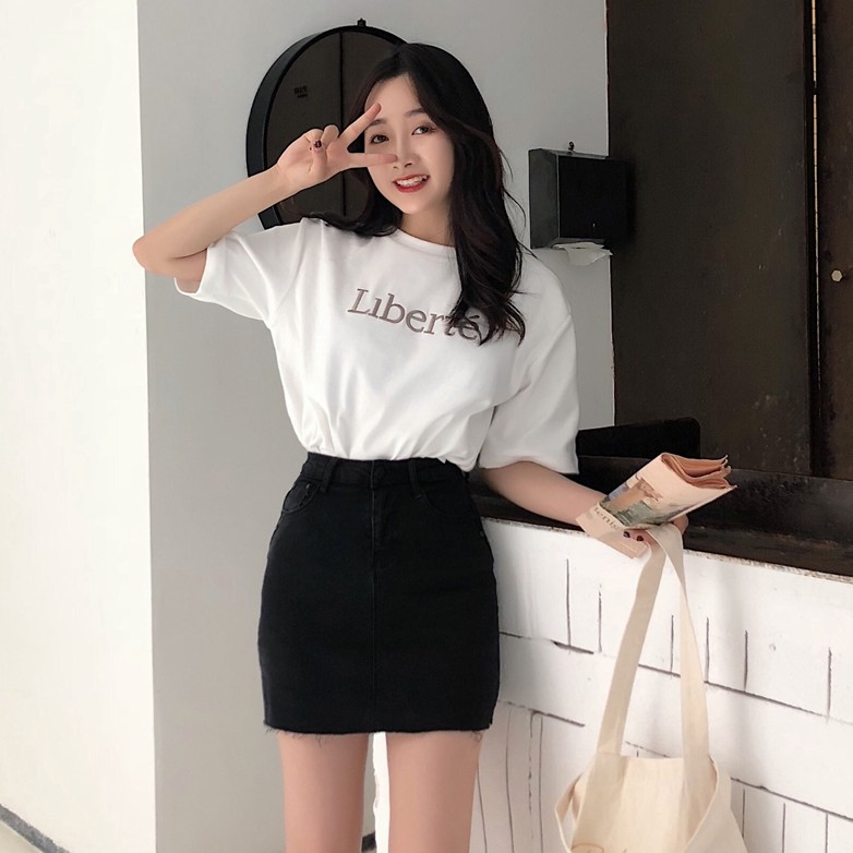 Chân váy jean nữ chữ a Emilyshop