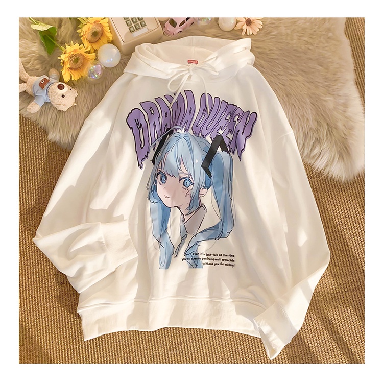 Áo hoodie tay dài oversize in họa tiết anime Nhật Bản dành cho nữ | BigBuy360 - bigbuy360.vn