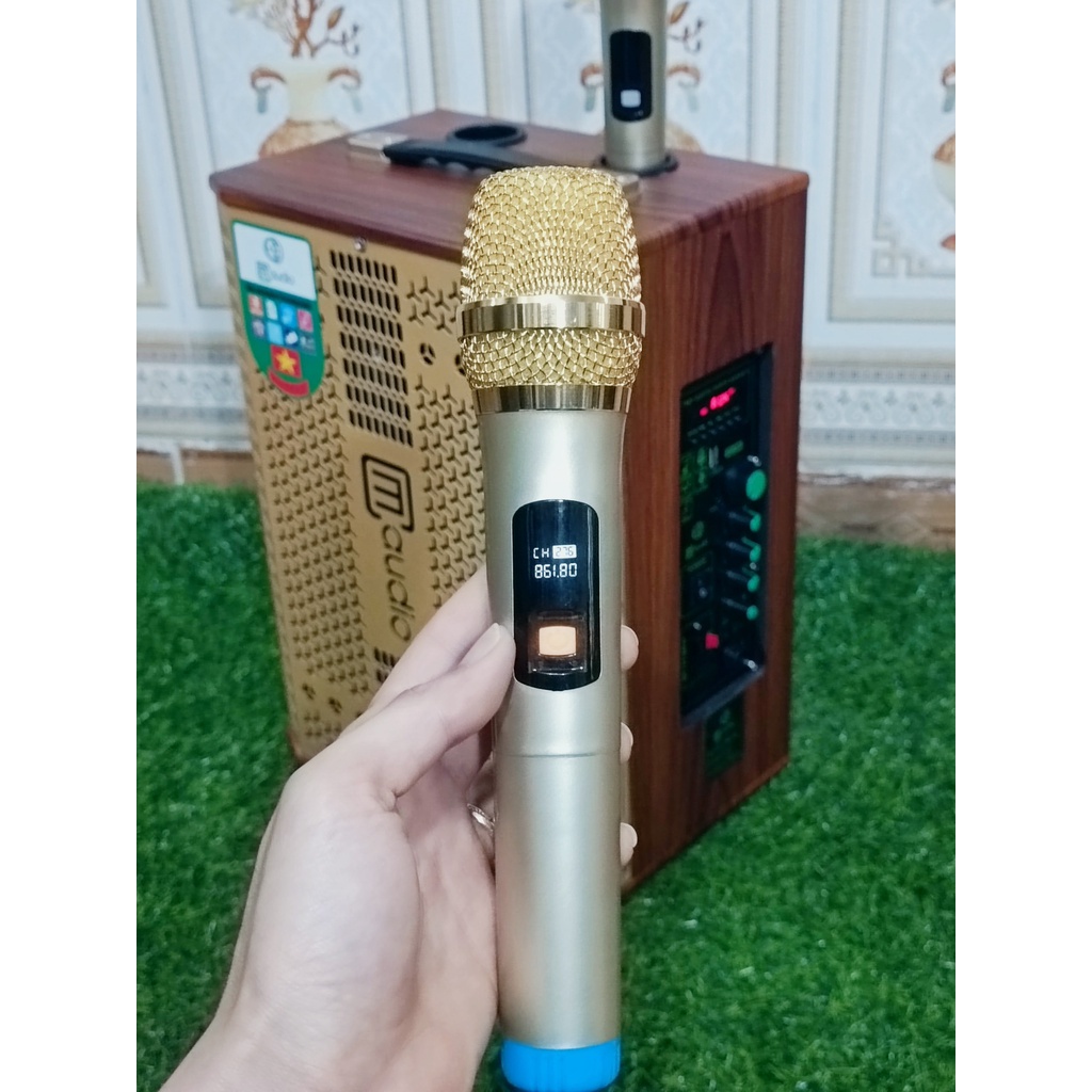 Loa kéo di động blutooth CM audio k10 bas 25 thùng gỗ 2 tay míc