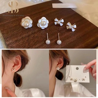 Bông tai set 6 khuyên tai hình hoa trà phong cách hàn quốc