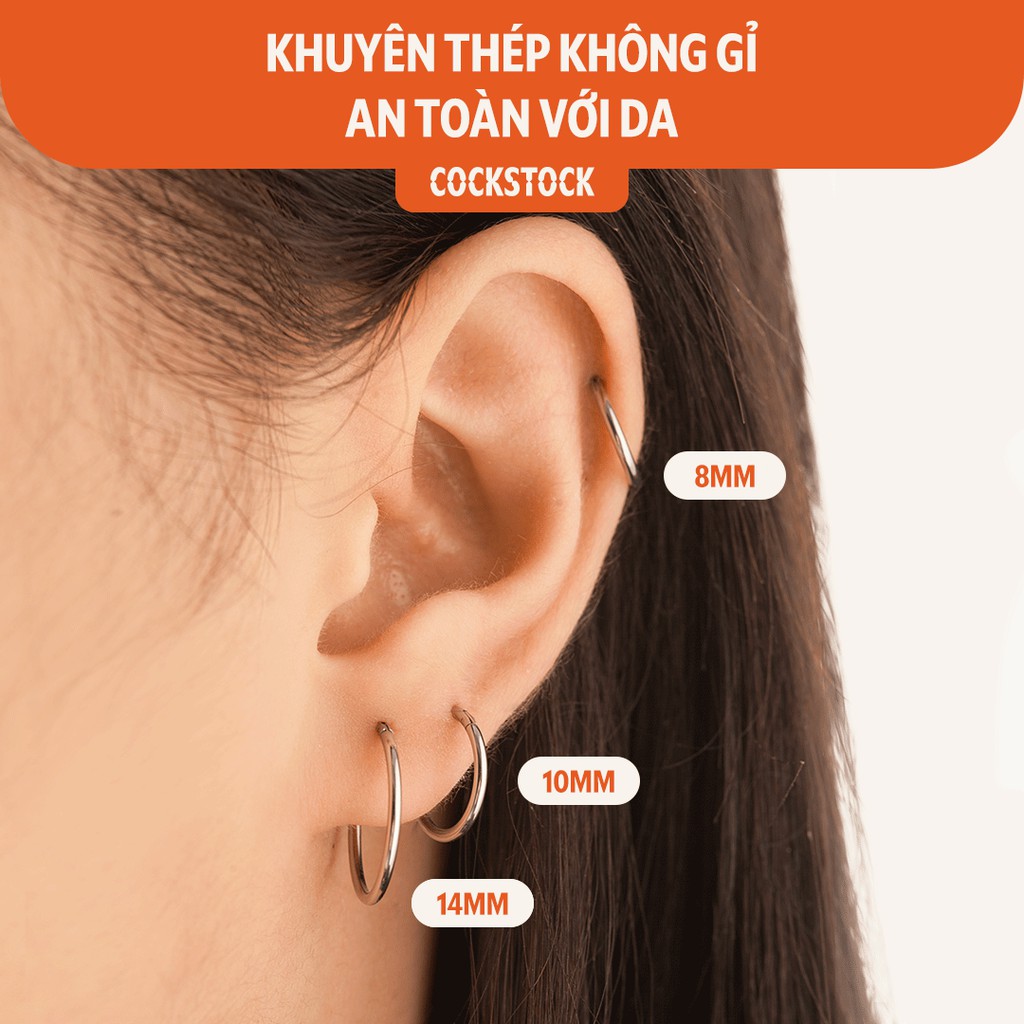 Khuyên tai vòng mảnh Slim Hoop Earring CockStock