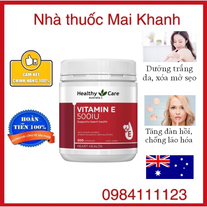 VITAMIN E HEALTHY CARE 500IU 200 viên của Úc