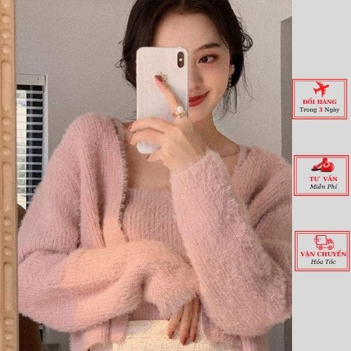 set áo cardigan len nữ cao cấp lông thỏ kiểu dáng hàn quốc thời trang nữ yolo fashion