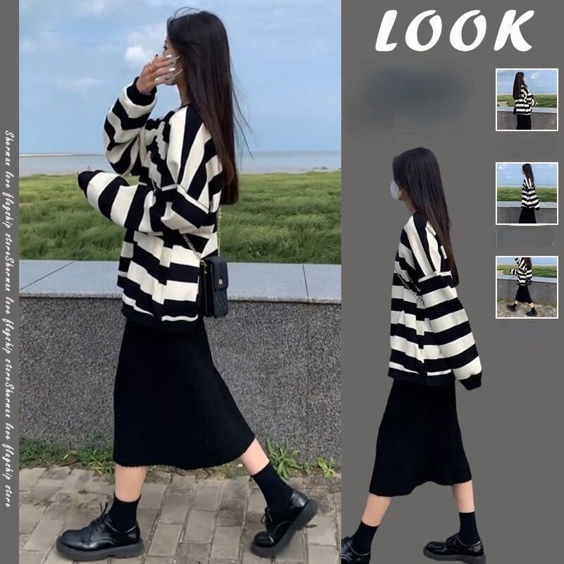 Bộ Áo Hoodie Kẻ Sọc + Quần Thời Trang Cá Tính Cho Nữ