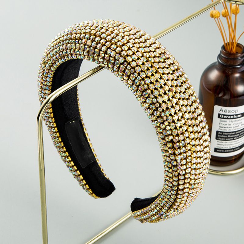 Flgo Băng Đô Cài Tóc Bằng Mút Xốp Phối Dây Xích Đính Đá Nhiều Màu Sắc Phong Cách Ba