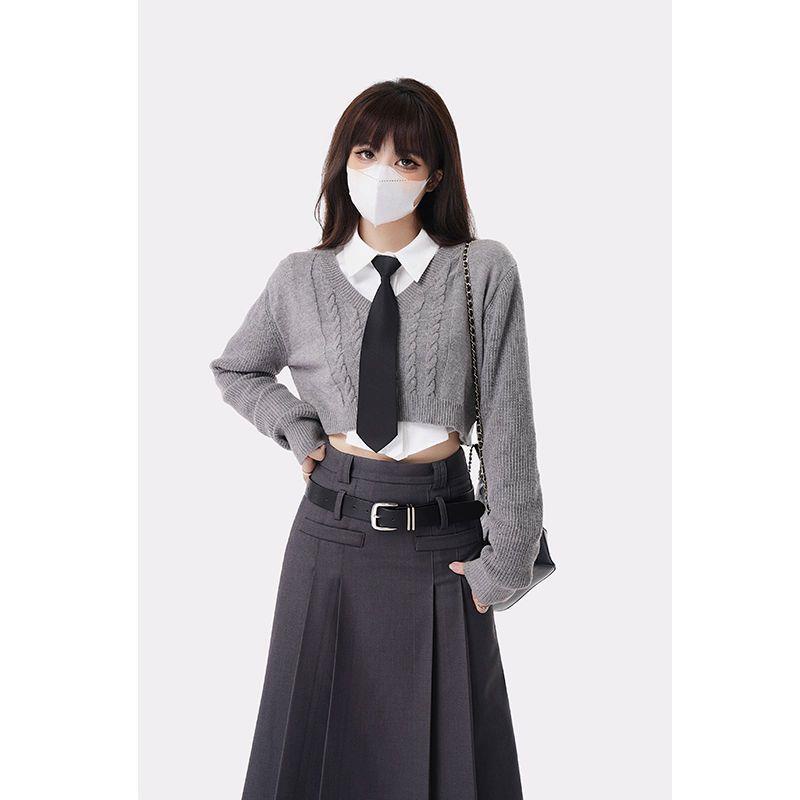 Chân Váy Chữ a Dáng Dài Xếp Ly Lưng Cao Thời Trang Mùa Thu Cho Nữ