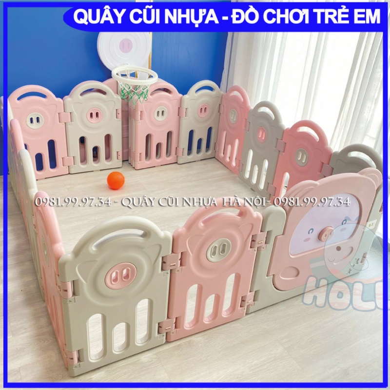 Bộ quây cũi trơn đồ chơi Holla Heo cho bé - Tặng kèm thảm và bóng