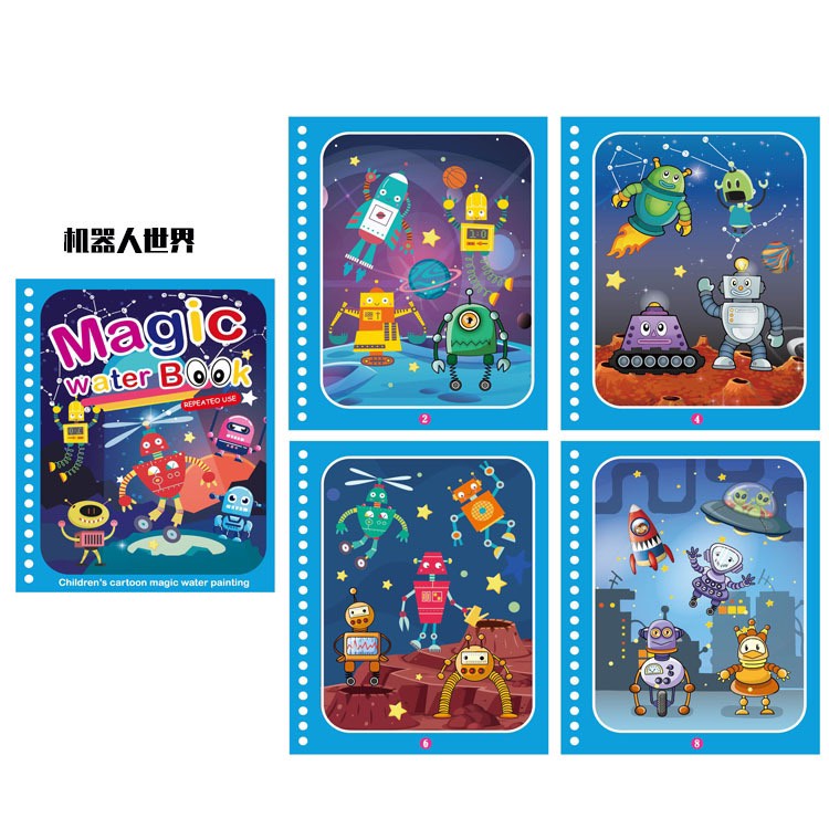Tranh Tô Màu Nước Ma Thuật Tự Xóa, Tranh Tập Tô Thần Kỳ, Magic Water Book Cho Bé Giá Tốt Với 20 Chủ Đề Tặng 1 Bút Tô Màu