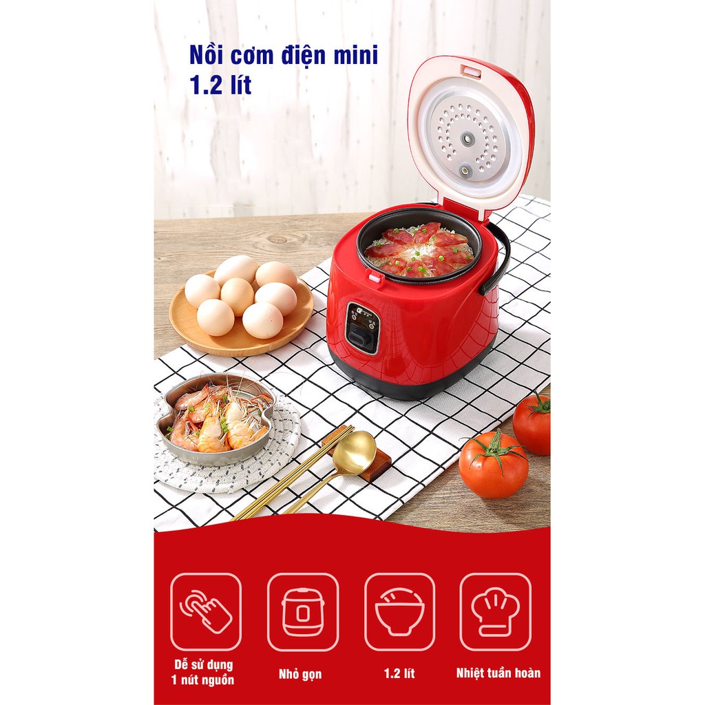 [Mã 154ELSALE2 giảm 7% đơn 300K] Nồi Cơm Điện Mini Đa Năng JIASHI 1,2L Hàng Nội Địa Cao Cấp (tặng kèm ổ cắm)