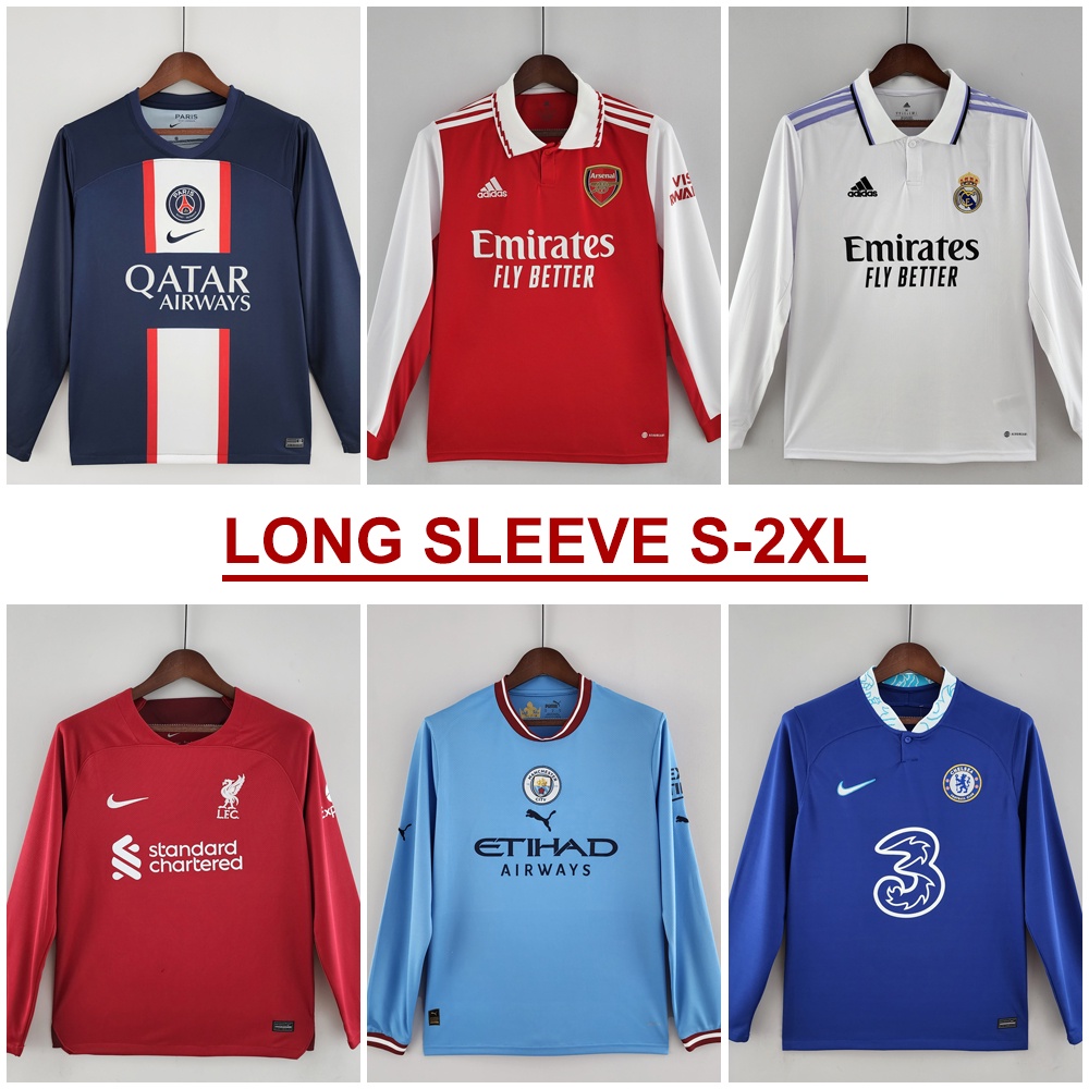Áo Bóng Đá Tay Dài Phiên Bản 2022 / 23 Paris / Asenna / Royal Madrid / Liverpool / Mancheng / Chelsea Size S-2XL