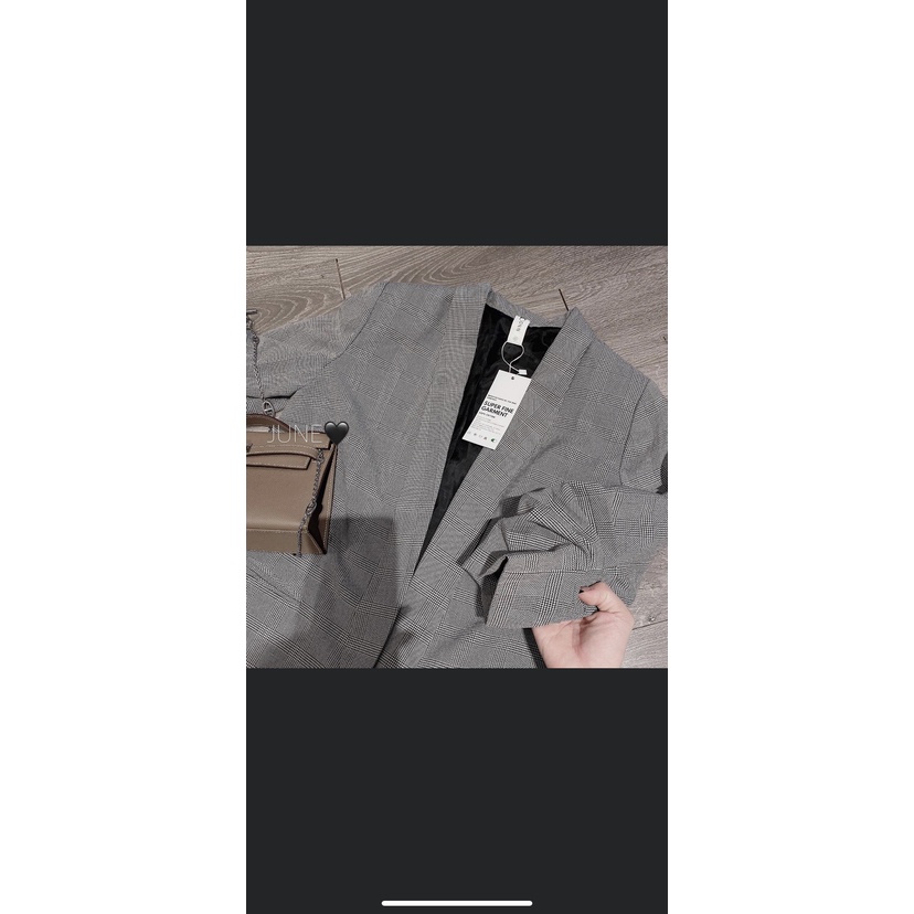 ÁO BLAZER KẺ GHI TAY XẾP LY | BigBuy360 - bigbuy360.vn