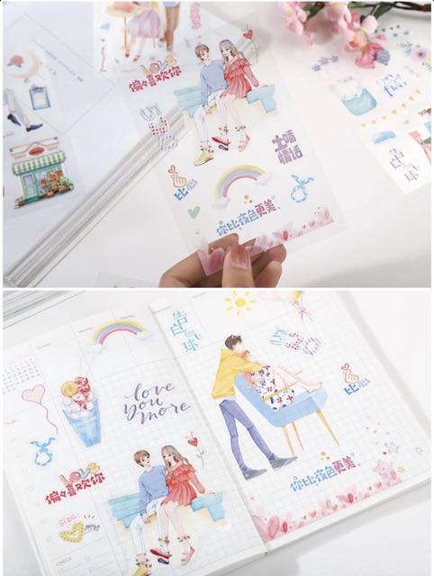 Set 6 tờ PVC stickers trong suốt chống nước