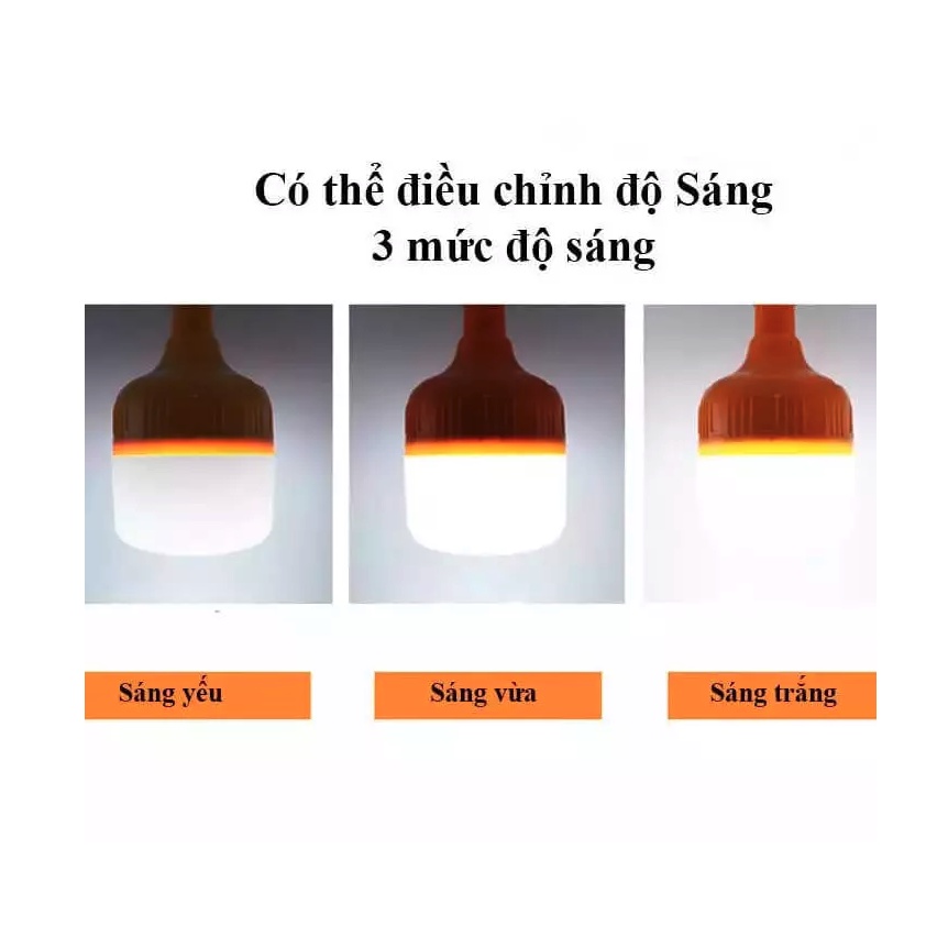 Bóng đèn Led tích điện 80W - Bóng đèn Led di đông không dây - Thời gian chiếu sáng 5-10h, có móc treo, 3 chế độ sáng
