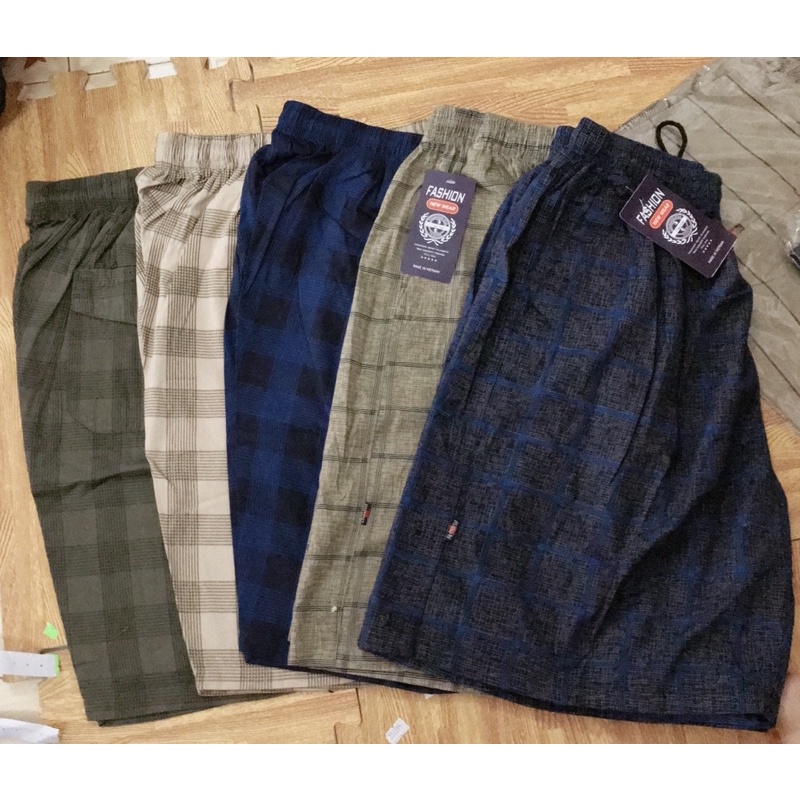 Quần đùi nam mặc nhà kẻ caro to chất mát, mềm. Quần đùi nam size đại 70-95kg.