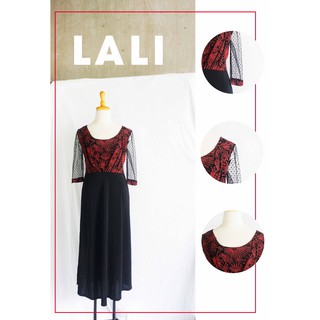 Đầm maxi trung niên phối đen Bardie sang trọng