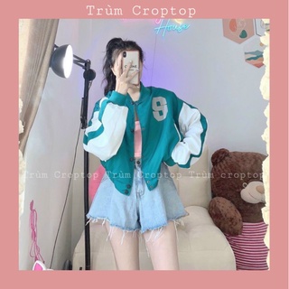 Áo Khoác Bomber Chất Dù 2 Lớp Dáng Croptop In Chữ S 4 Màu Basic Dễ Phối Đồ